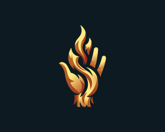 Fire In Hand Logo Or Flaming Hand Logo