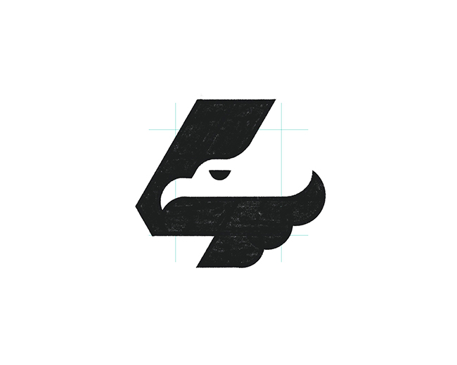 Negative Space Eagle number Four Typography  logom