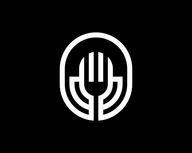Letter O Podcast Fork Monogram Logo