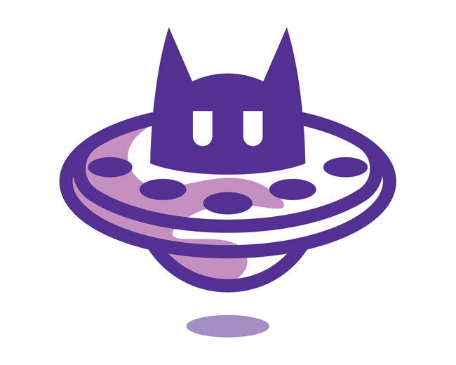 little UFO kitty cat mascot ready-made logo for sa