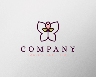 Rose Butterfly Logo Template Design