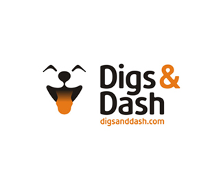 Digs & Dash logo design, cute dog smiling :)