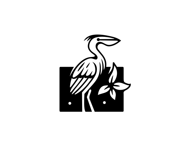 Pelican Leaf Flower Monochrome Logo