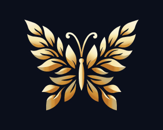 Golden Leaves Butterfly Logo