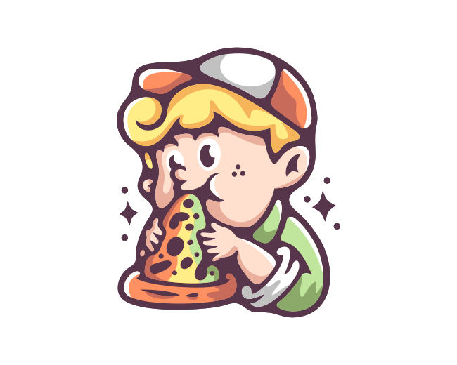 Cute Employee Mascot Pizza Logo