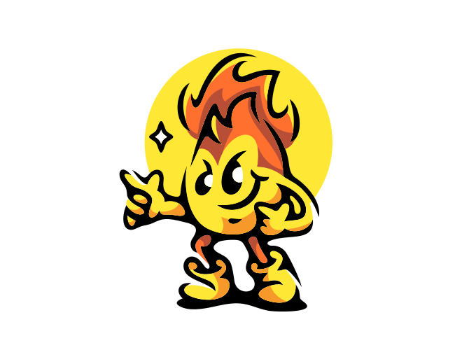 Fire Mascot Flame Character Logo