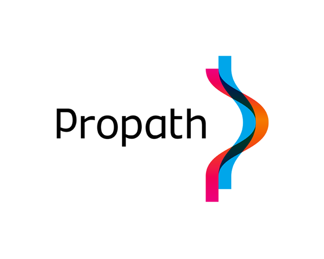 Propath, PP + DNA strand, biomedical research logo