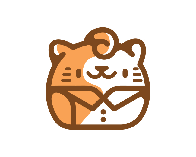 Orange kitty ready-made logo for sale