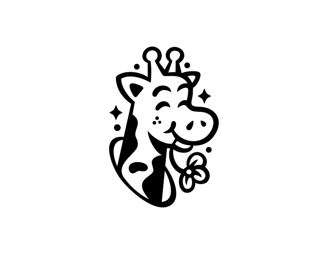 Cute Friendly Flower Giraffe Logo