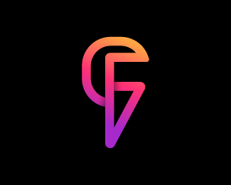 FG - GF monogram modern line stock grid logo desig