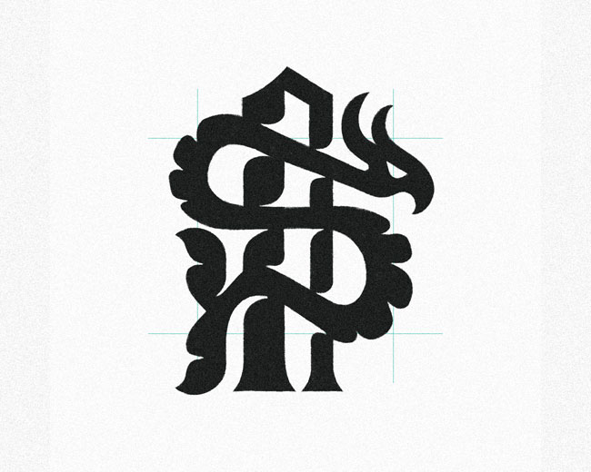 Letter A Ocean Serpent logomark design