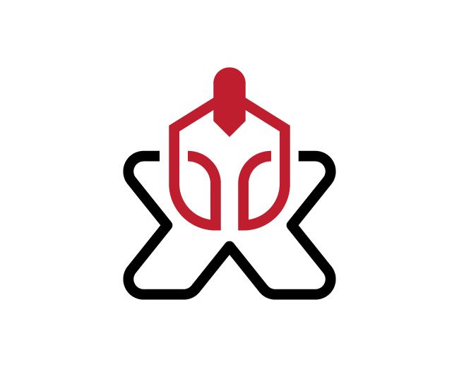 monoline spartan monogram letter X logo