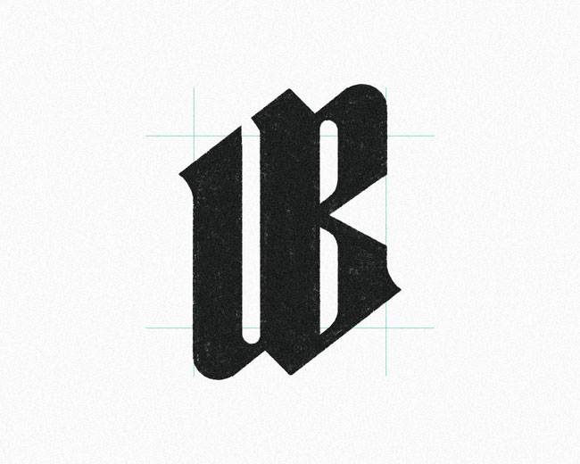 Lettering U B monogram typography logomark design