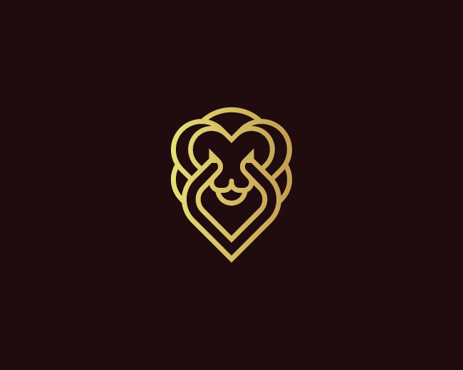Golden Lion Head Logo