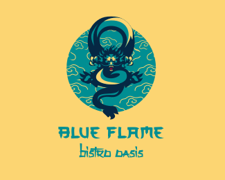 Dragon blue flame logo