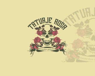 Vintage style Skull & Rose logo design