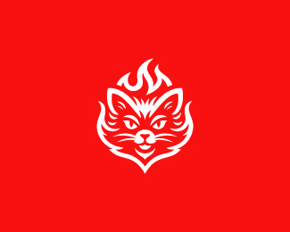 Fire Cat Flame Mascot Logo