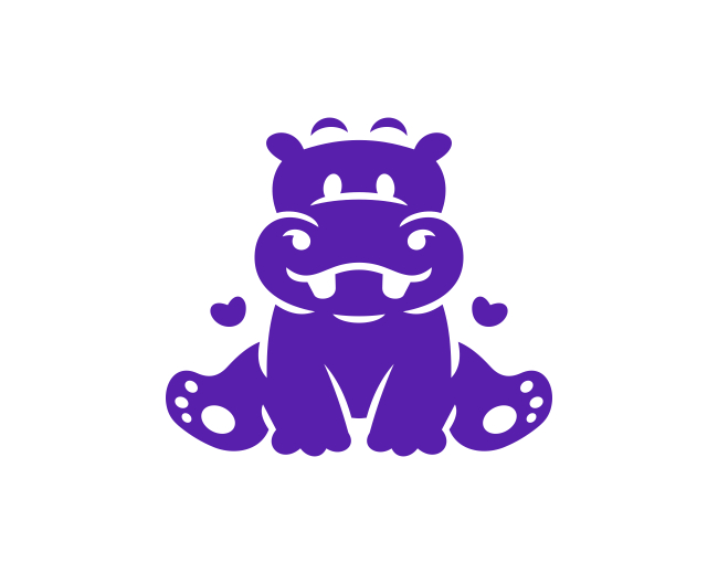 Baby Happy Hippopotamus Mascot Logo