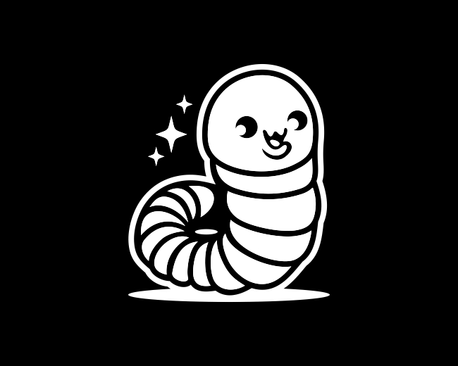 Cute Cartoon Worm Character Logo