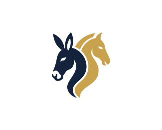 Dual Horse Donkey Emblem Logo.