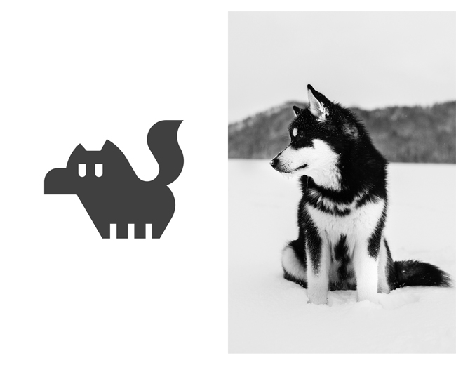 Minimal Husky Puppy ready-made logo for sale