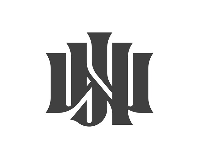 Lettering J N W monogram typography logo
