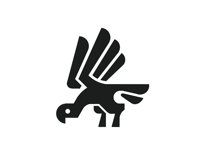 Winged bird wyvern logomark design