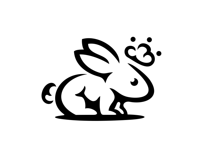 King Rabbit Outline Cute Logo