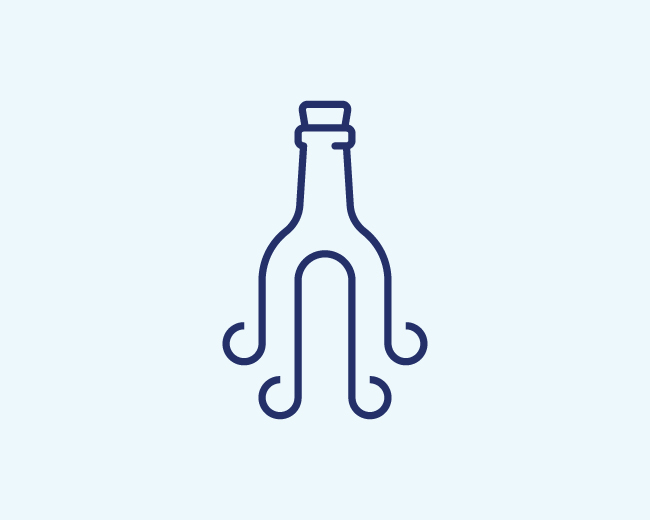Minimal Bottle With Octopus Logo
