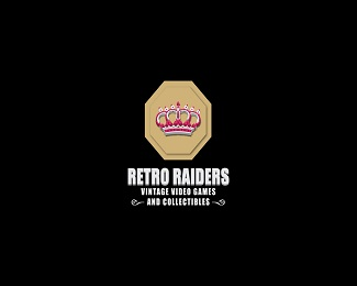 Retro Raiders Vintage Video Games Logo Design.