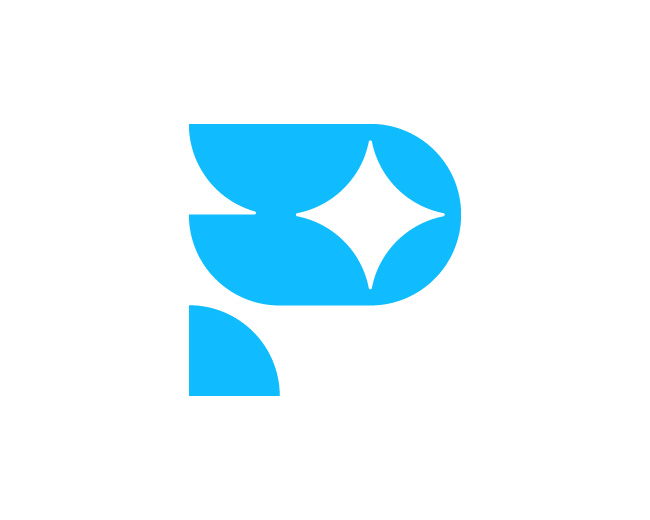 Modern Letter P Logo with Negative Space Star // f