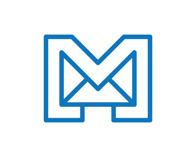 modern monogram letter M mail logo