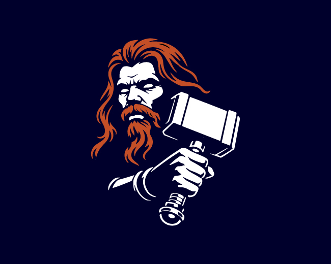 Modern Mascot Thor With His Hammer Logo