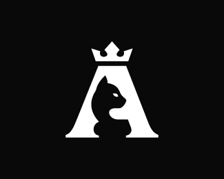 Letter A Cat Crown Logo
