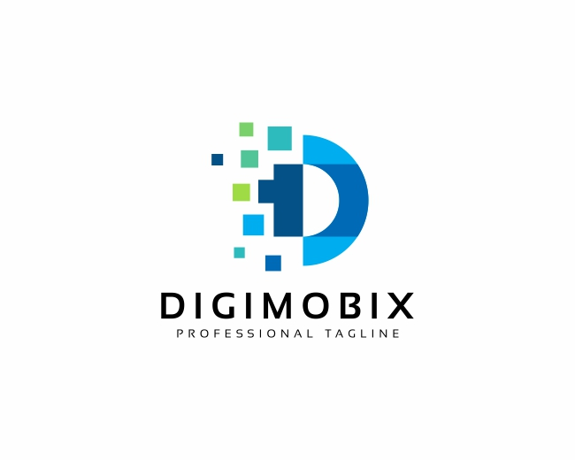 Digital Pixel D Letter Logo