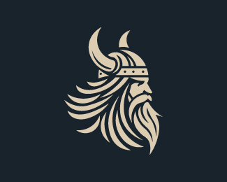 Iconic bearded viking head logo