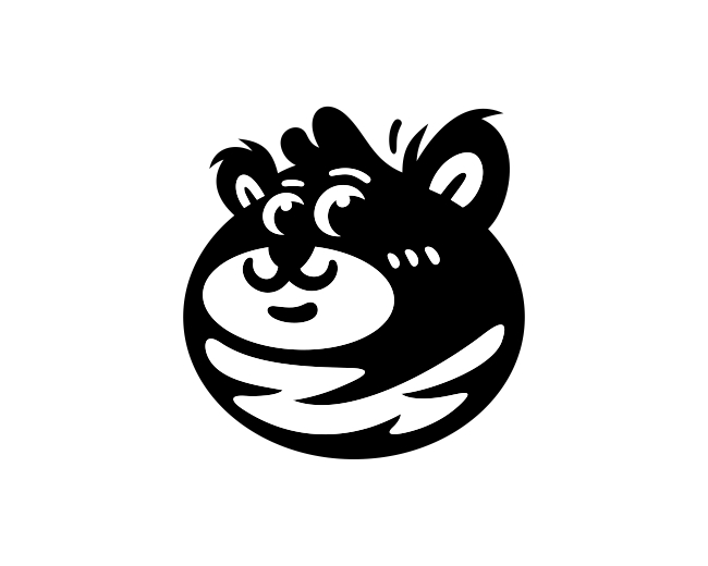 Cute Monochrome Round Bear Logo