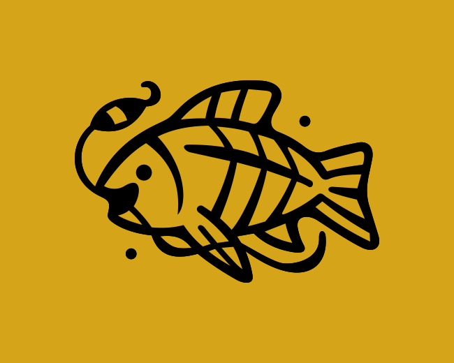 Minimalist Fish Hook Geometric Logo