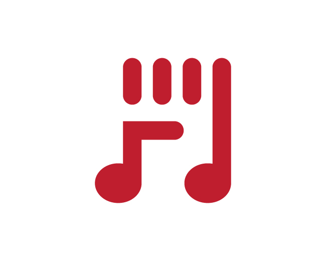 modern bold fist music note logo