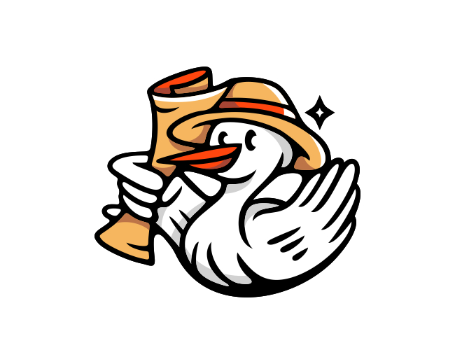 Heron Adventurer Cute Mascot Logo