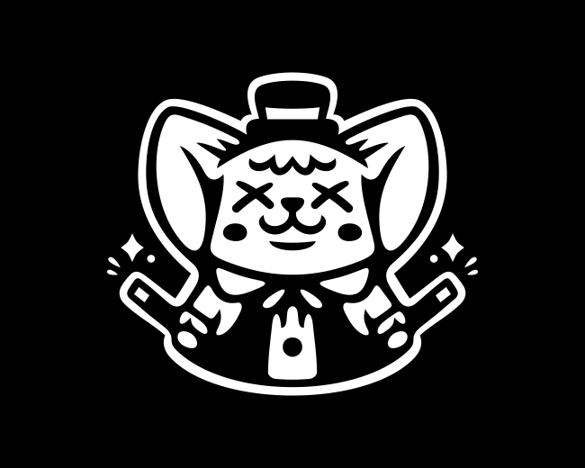 Cute Magic Rabbit Monochrome Logo