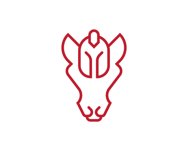 monoline abstract spartan horse logo