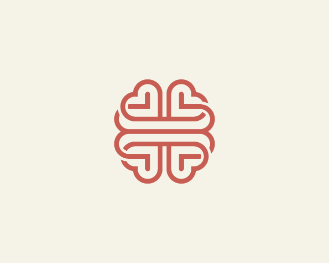 Stylish Brain Heart Logo