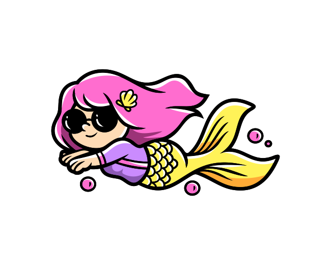 Chill Mermaid Mascot Cartoon Logo