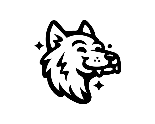 Friendly Happy Wolf Head Logo