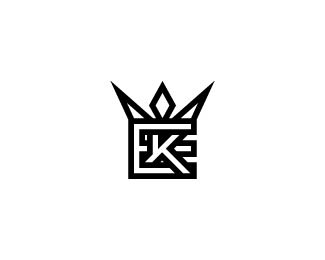 Letter Ke Or Ek Crown Logo