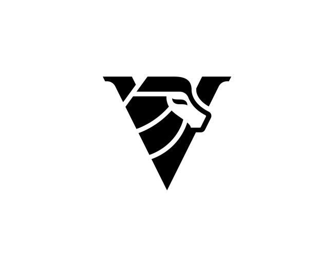 V Letter Lion Logo