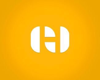 Negative Space Letter H Logo