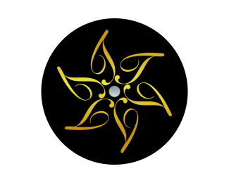 Elegant Golden Flower Logo in Black Circle for Lux