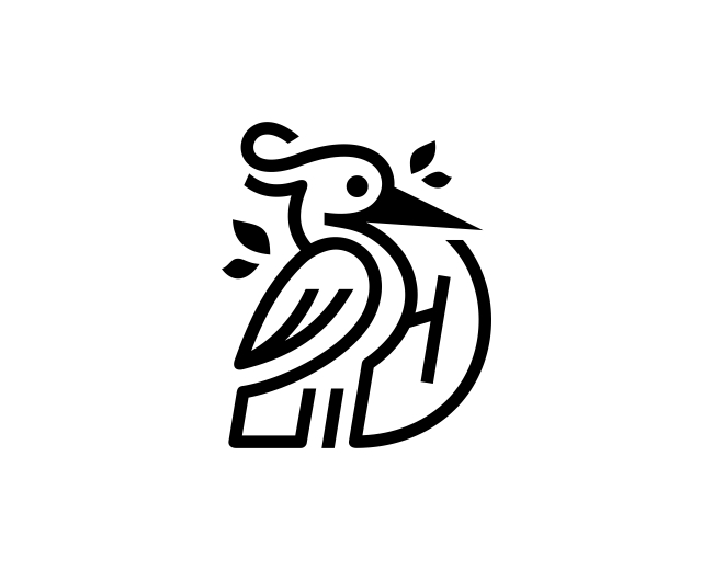Woodpacker Bird Letter D Logo